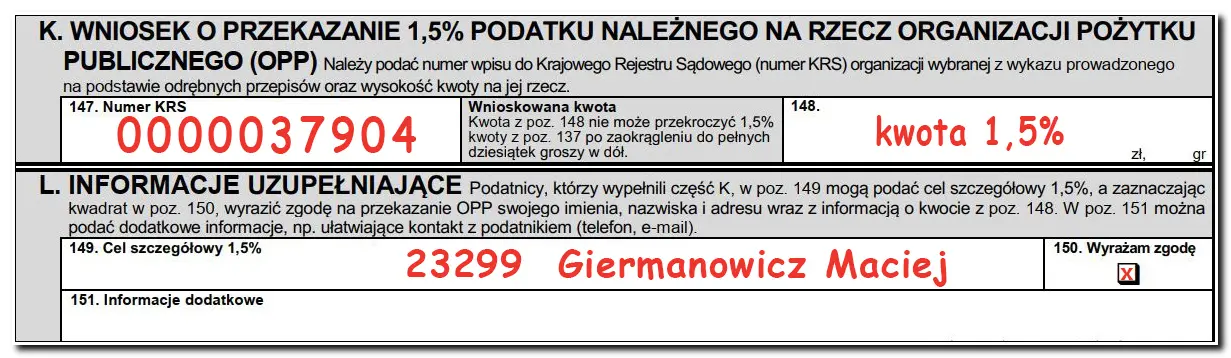1,5% Giermanowicz Maciej 1,5 procenta podatku Giermanowicz